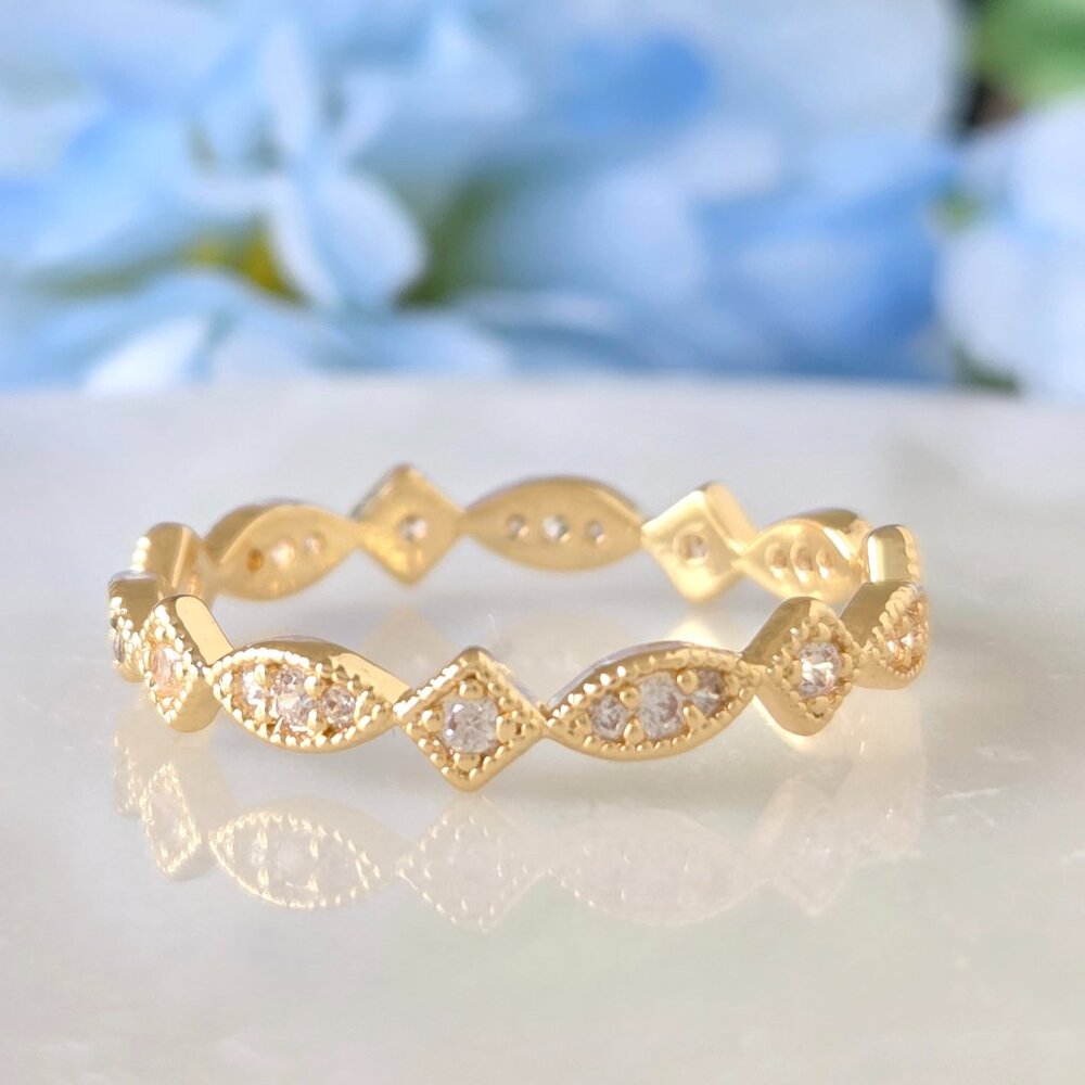 Gold Tone Eternity Stackable ring band, Charmed Aroma